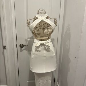 Elegant White Halter Dress